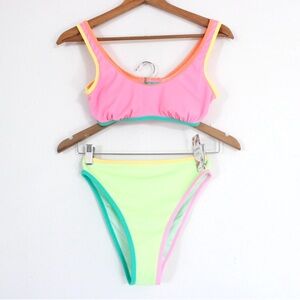 Cupshe x JDD Kittenish Sunlit Bliss Neon Bikini Set